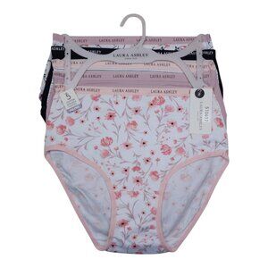 Laura Ashley Womens Briefs Panties 5-Pack Small Cotton/Spandex Tag-Free